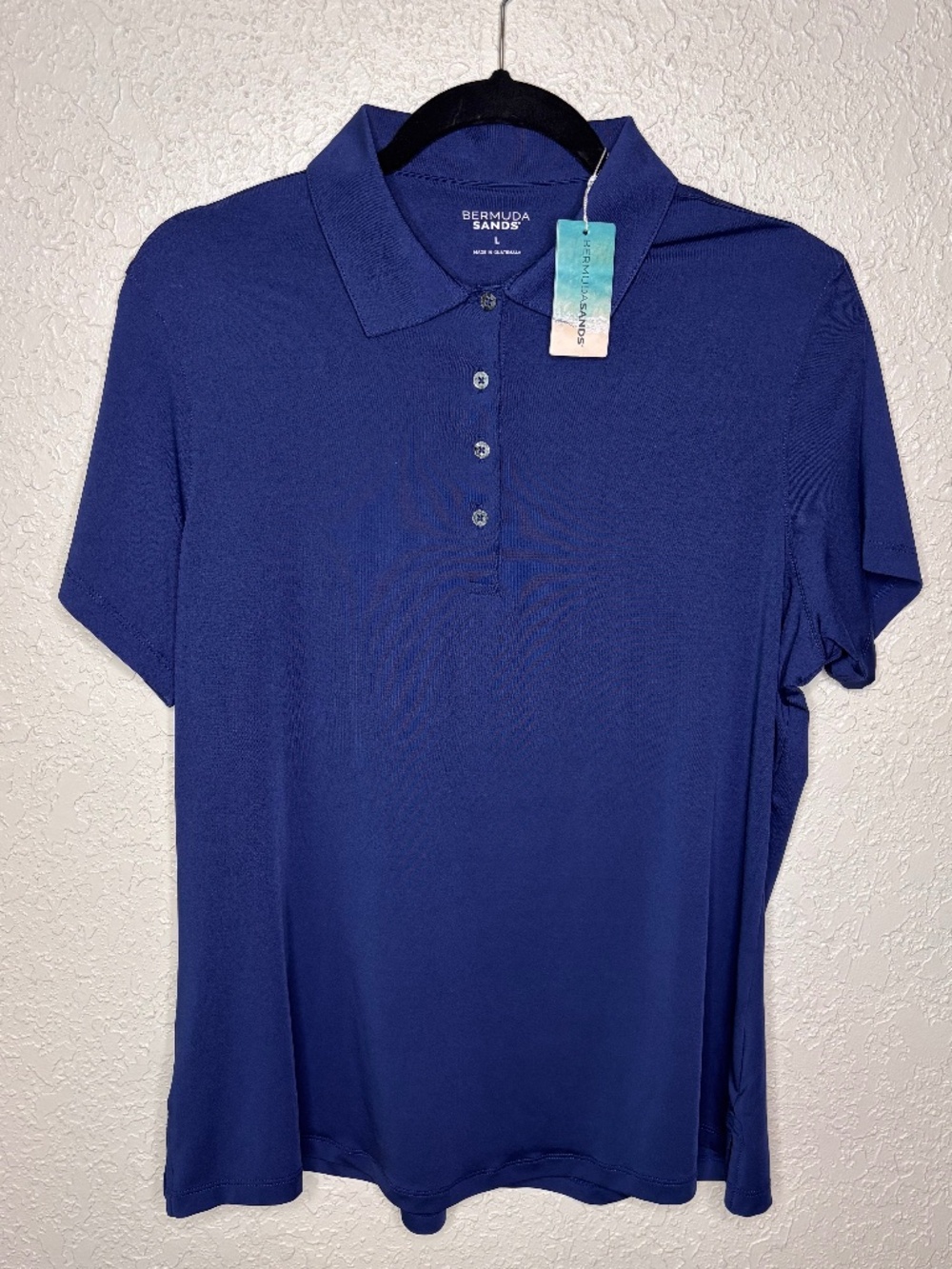 Bermuda Sands Charleen Navy Blue Golf Tennis Polo Shirt Top Women's Size L